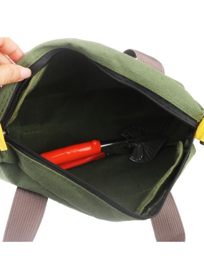 12 Inch Wide Mouth Tool Bag, Canvas Tool Bag, Heavy Duty Tool Storage Bag, Large Capacity Tool Tote Bag for Electricians, Power Tool Organizer Pouch, Tool Bags for Men (Green - 12 Inch) - Image 3